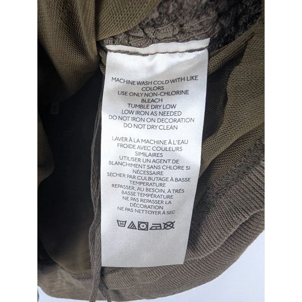 Free People Top Womens Small Olive‎ Rouched Cropped Tank